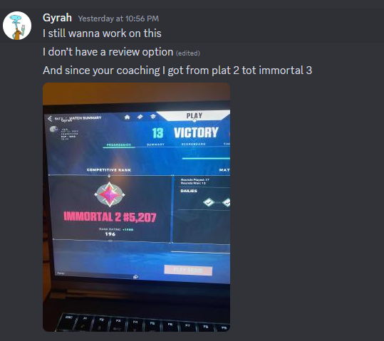 This guy reached immortal 2 almost 3 on a 60 hz laptop insane my friend !&nbsp;