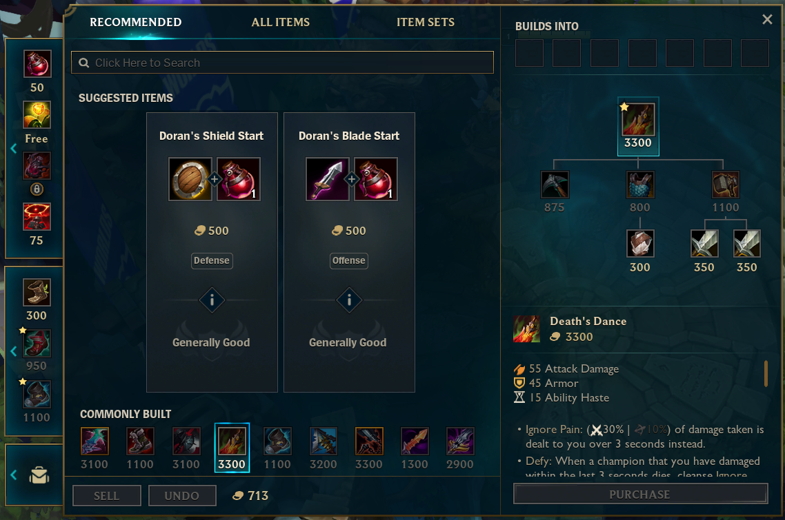 The League of Legends shop is easy to use, with suggested items and simple build paths.